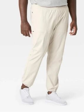 all in motion Cream Elastic-Waist Joggers with Cuffed Ankles